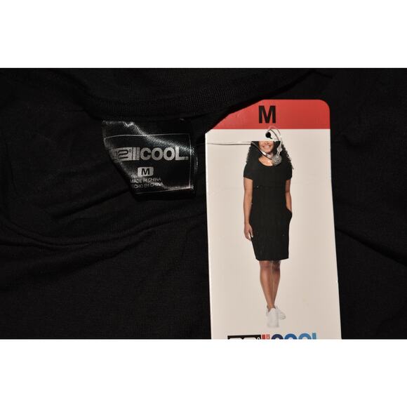 32 DEGREES COOL NEW $40 Black Soft Lux Dress Elastic Waist Short Sleeves Medium - Picture 6 of 6